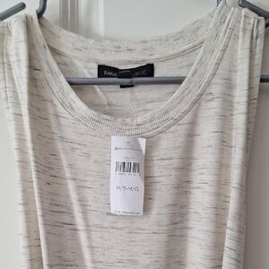 Banana Republic Cream and Gray Jersey Maxi Dress With Belt Side Slits -Med Tall